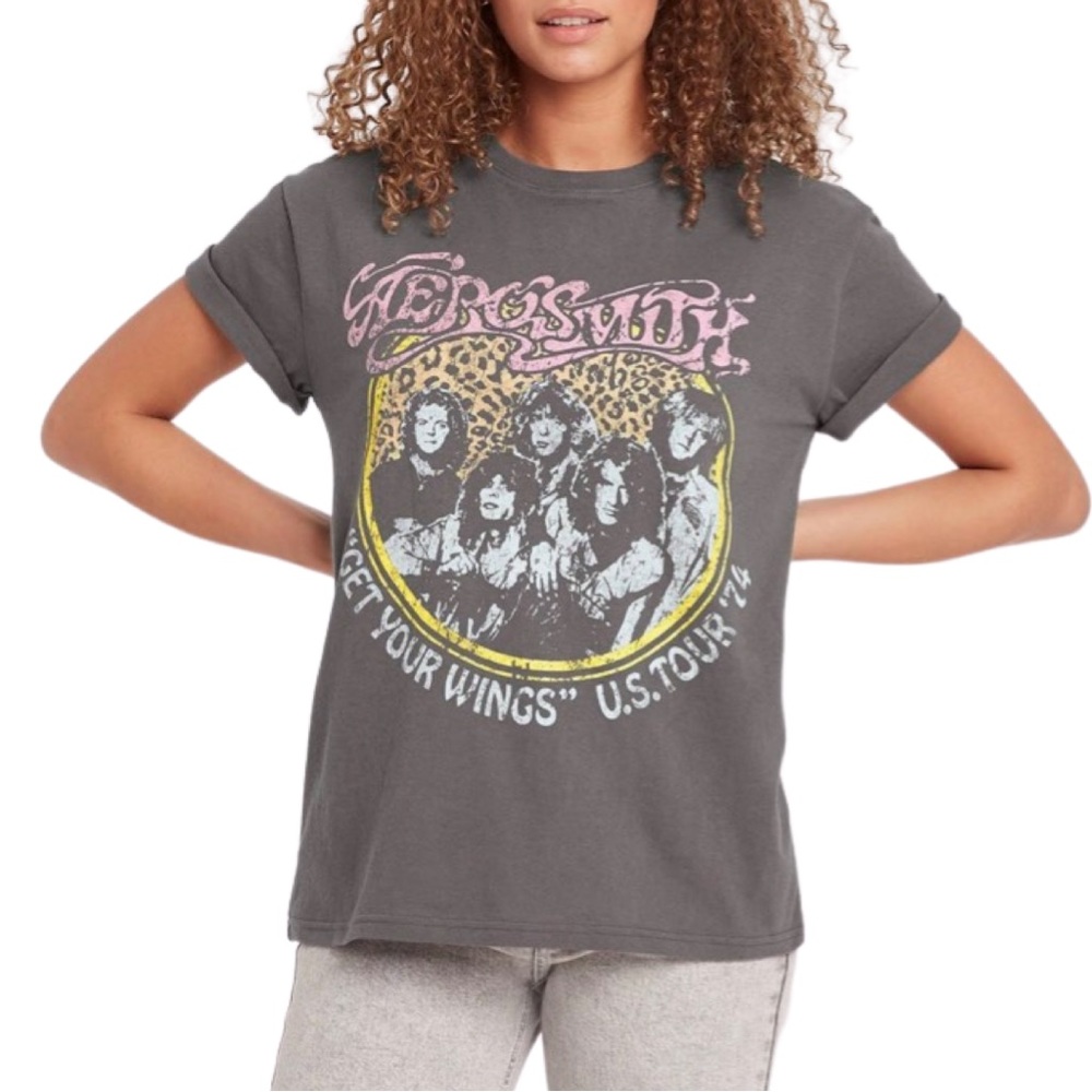 Aerosmith Get Your Wings Tee Shirt M Gray Rock